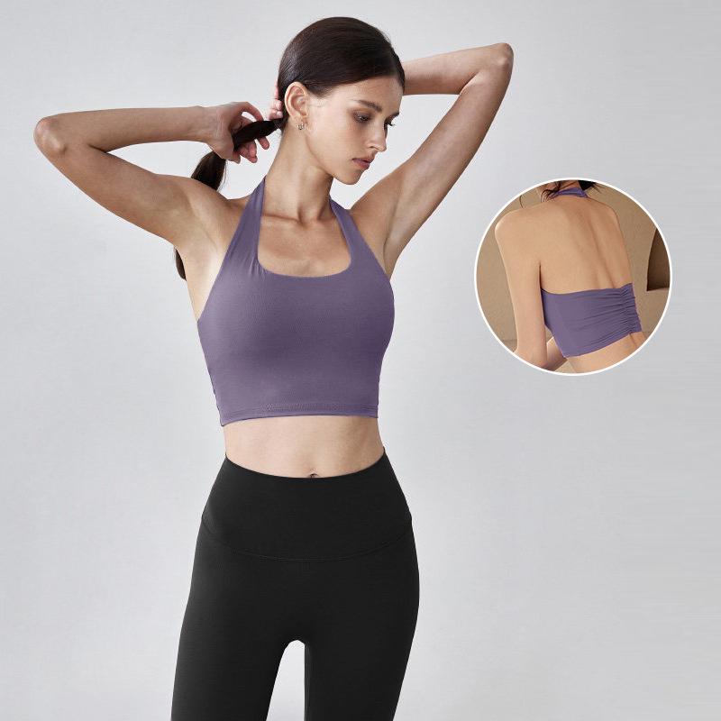 Chic Women's Halter Push-up Sport Bra Top - Waist-Cinching Yoga & Pilates Outerwear