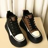 Autumn Top Layer Cowhide Color Block Heightened Platform Casual Women's Sneakers Retro Soft Sole Women's Fashion Single Shoes