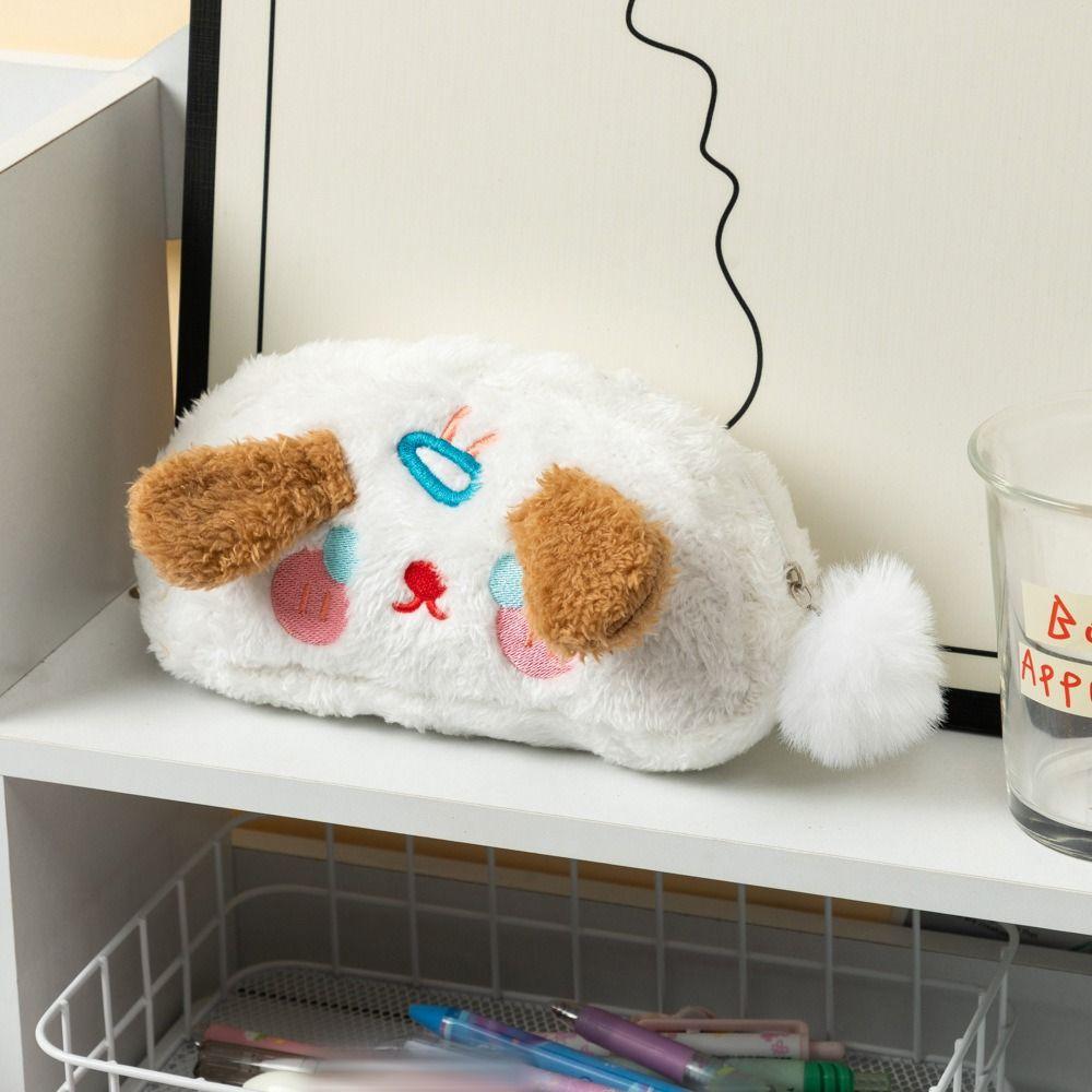 Plush Pencil Case Puppy Shape Stationery Storage Bag Stationery Organizer  School Supplies