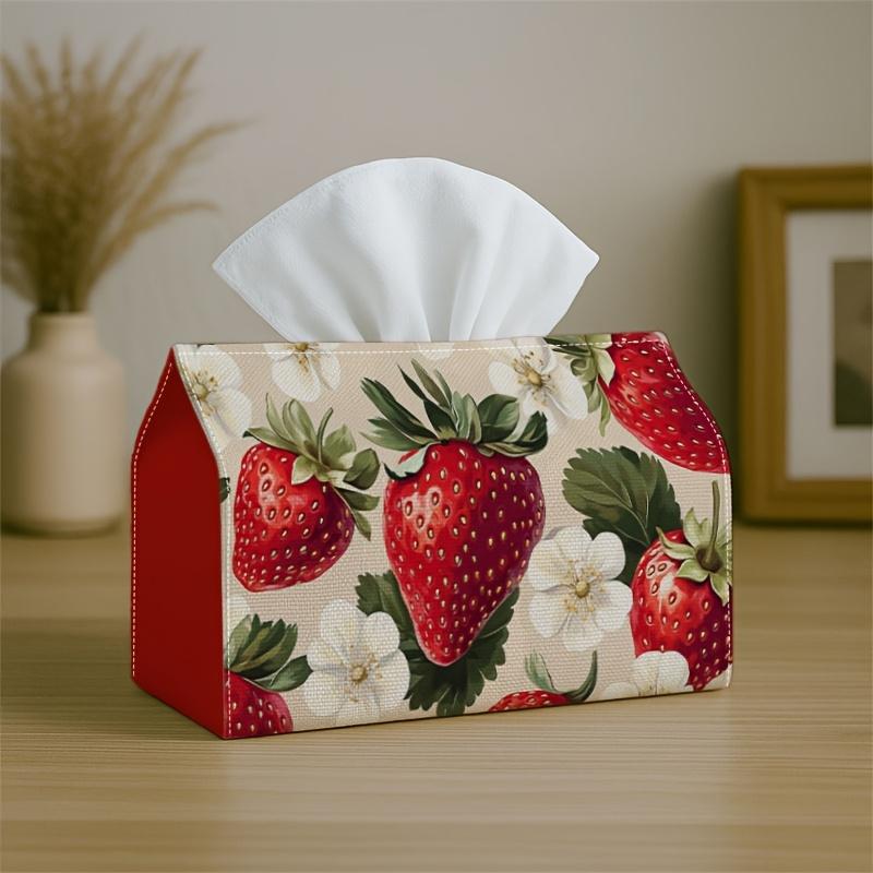 1pc Two Sizes Available Party Tissue Box,Fresh Natural Fruit,Multifunctional Tissue Holder,Strawberry Flower Green,Outdoor Party Supplies, Everyday De