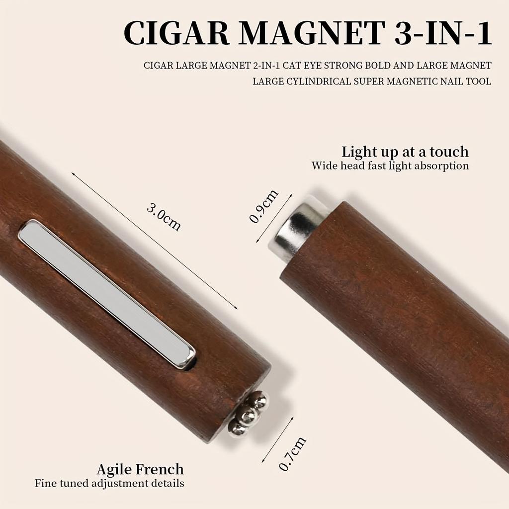 3-in-1 Multifunctional Magnetic Cat's Eye Gel Large Cylinder Super Strong Magnetic For Nail Polish Line Effect Nail Art Tools