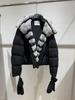 MAX new Rex rabbit fur collar white goose down hooded down jacket women's short sleeves can be removed and two coats can be worn.
