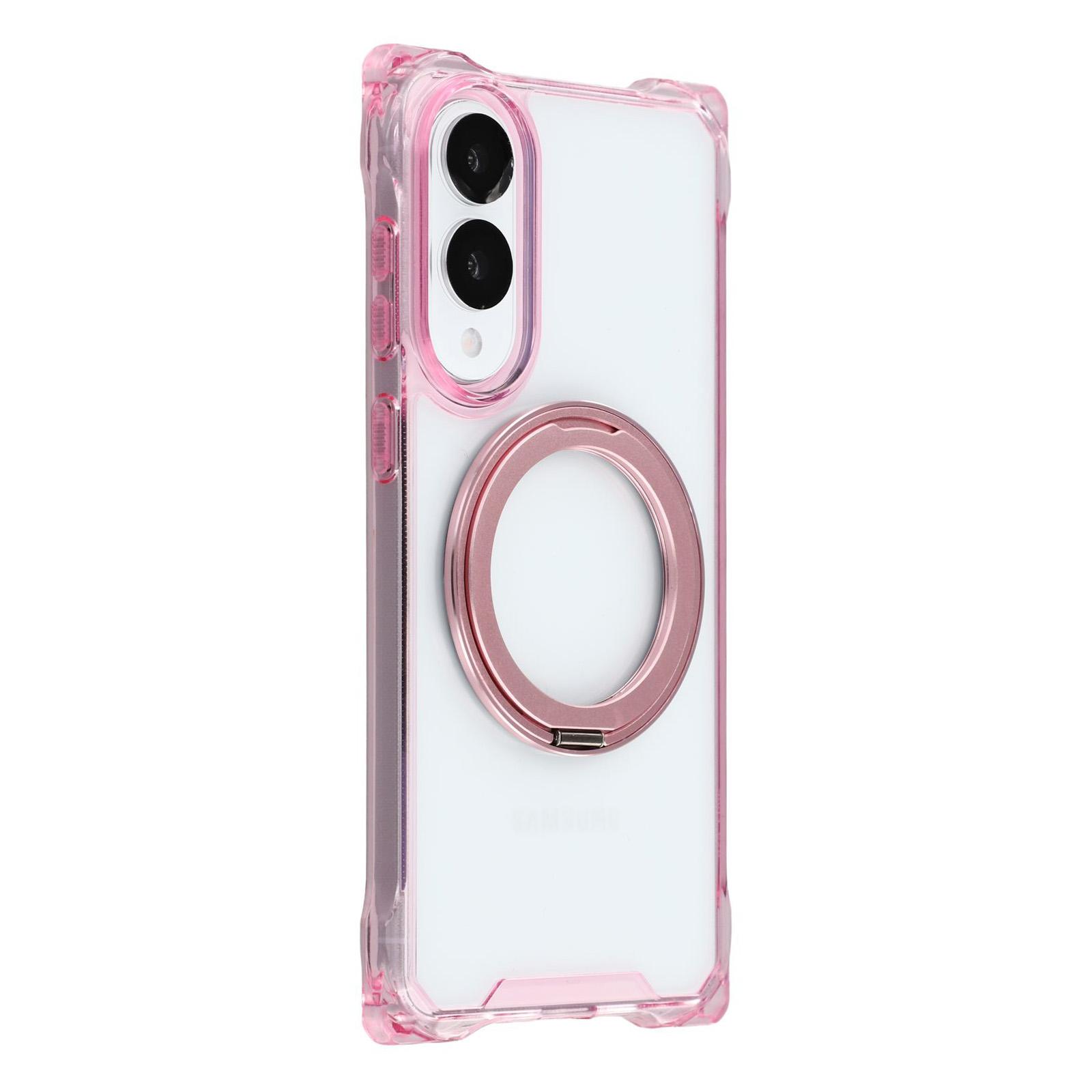 

For Samsung Galaxy S25 Edge Magnetic Case Ring Kickstand TPU+PC Phone Cover Pink