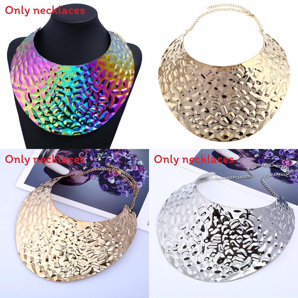 Fashionable Colorful Embossed Metal Disc Design Women Necklace For Punk Fashion And Vintage Style