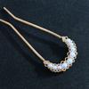 Vintage Crystal Moon Hair Sticks for Women Chinese Metal U-Shape Hairpins For Bun Updo Fashion Wedding Hair Accessories