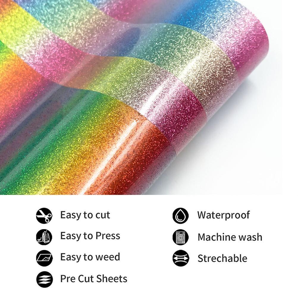 DIY Heat Transfer Self Adhesive Vinyl Bundle Garment Film Silhouette Paper Fabric Holographic Rainbow Craft Vinyl