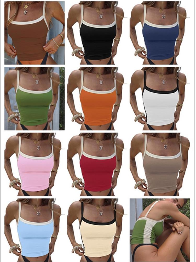 2025 Spring Women's Color Block Slimming Backless Tank Top