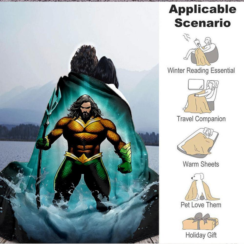 1pc Trident, Aquaman Blanket Polyester Fiber, All Season Comfort for Sofa, Bed, Office, Car, Camping Ideal Home Decor & Gift, Office Comfort