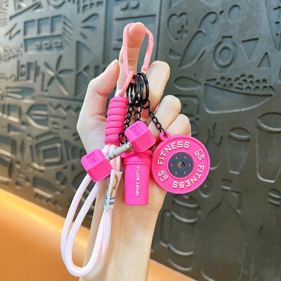 Pandantiv Chei Portabil Multifuncțional cu Șnur Împletit Sticlă de Apă Gantere Plăci Halteră Farmec Fitness Accesorii Sportive