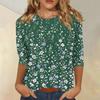 Top da Donna Casual con Stampa Floreale, Manica a Tre Quarti, Girocollo, Leggero, Vestibilità Comoda, Per l'Uso Quotidiano