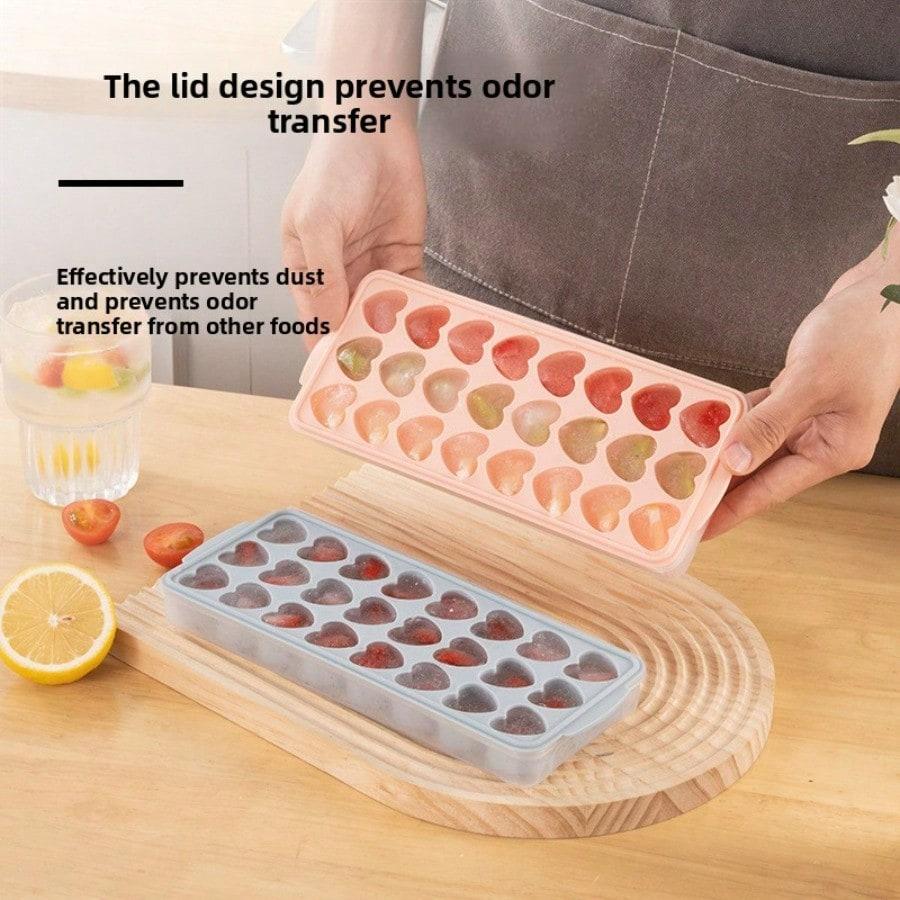 Silicone with Lid Ice Box Cute Heart-shaped Refrigerator Ice Cube Mold Home Easy Demoulding Homemade Ice Grid Mold