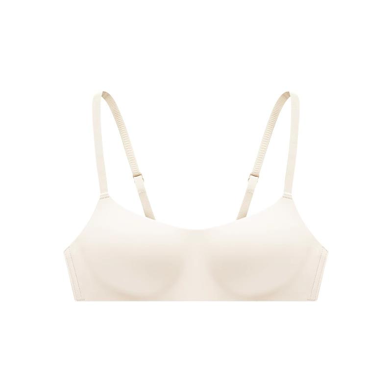 Women Beige Seamless Wireless Bra Comfortable Support Lingerie