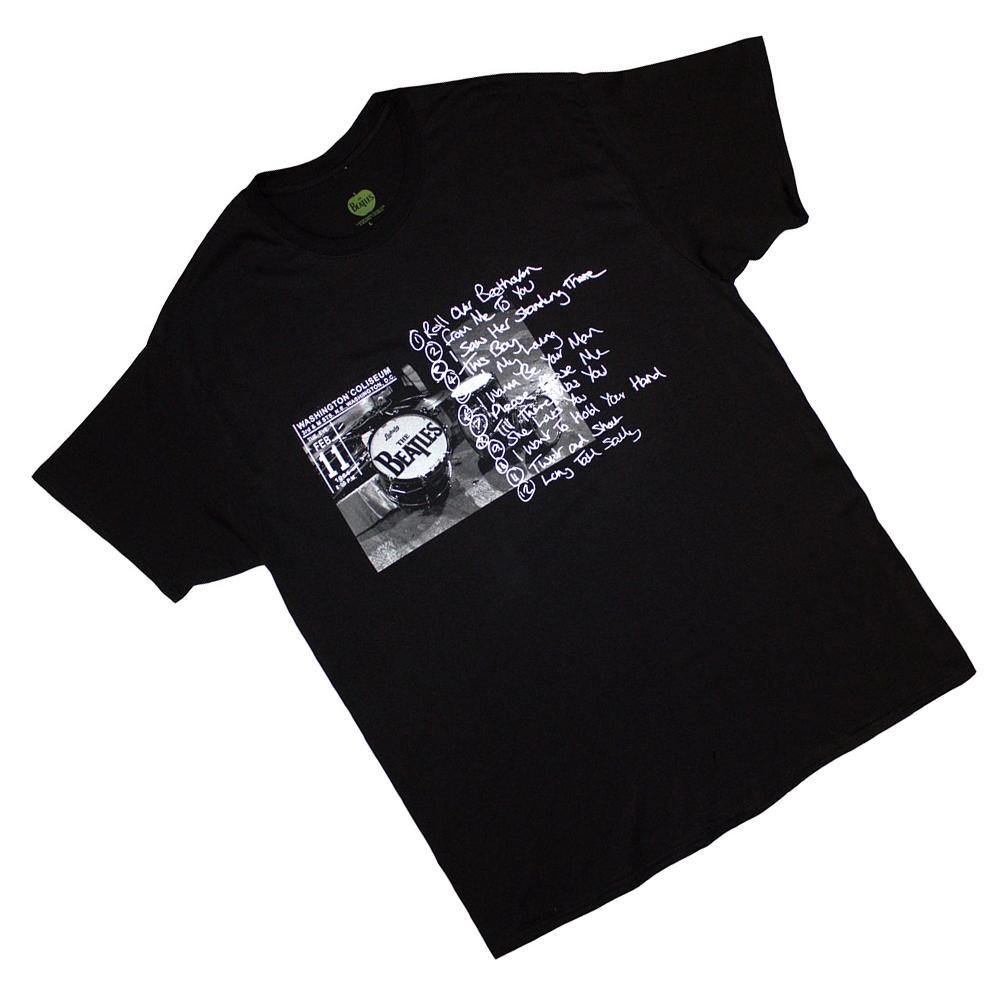 The Beatles Unisex Adult Washington Coliseum 64 Drum & Setlist T-Shirt