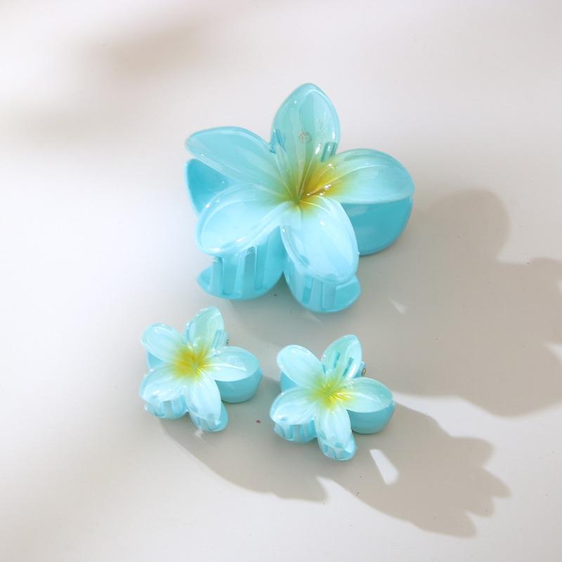 Hot-selling Set of Frangipani Scratch-off Flower Hair Clips Vacation Travel Semi-tied Hair Shark Clip Hair Accessories