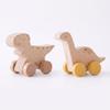Dinosaur Cartoon Car Montessori Wooden Teether Toy for Infants Toddlers - Sensory Developmental Pretend Play Baby Teething Toy