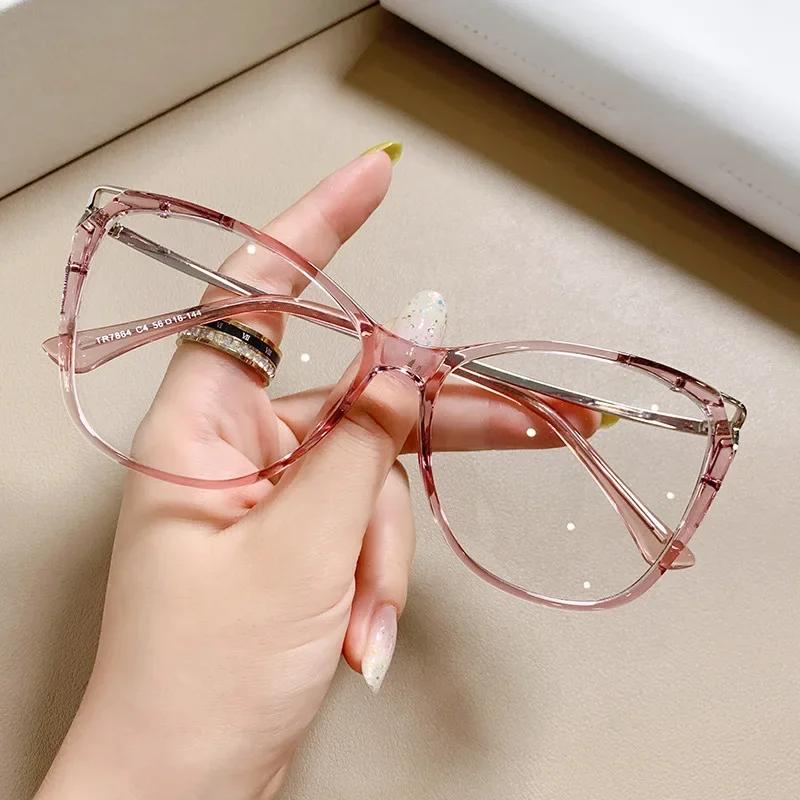 Fashion Luxury Cat Eye Eyeglasses Women Men Vintage Anti-Blue Light Glasses Optical Computer Goggles Frame Metal Spectacle