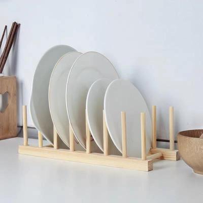 Suport de depozitare de bucătărie din lemn de pin pentru căni, veselă și farfurii