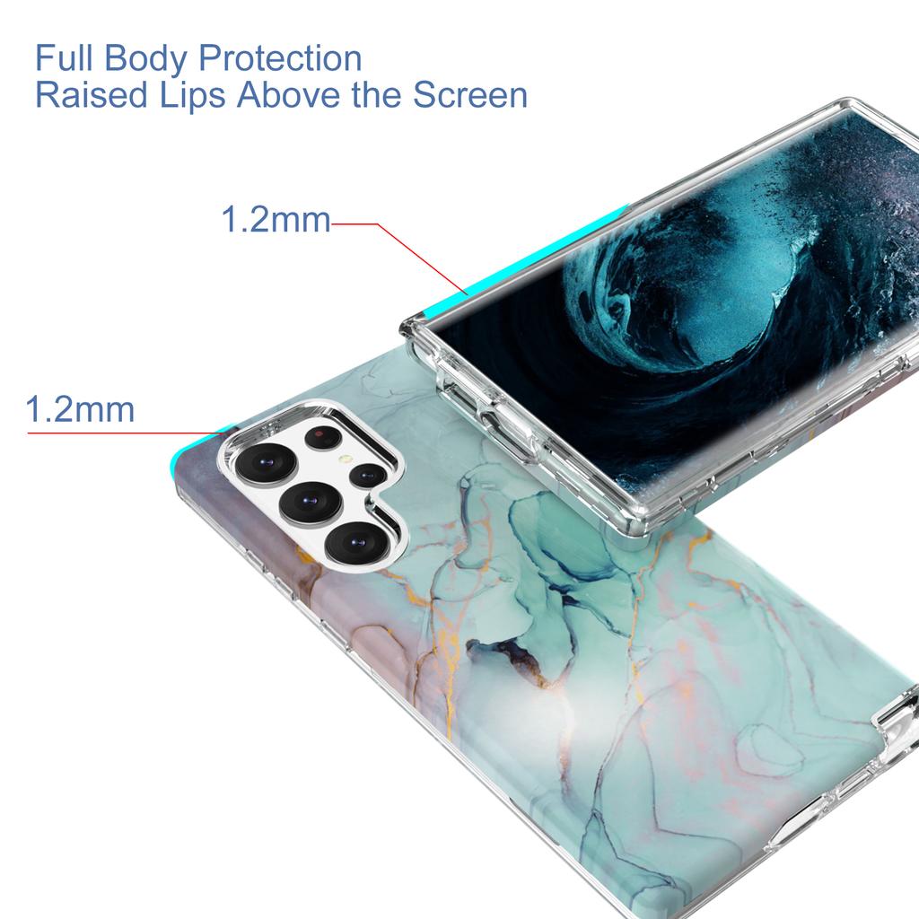 For Samsung Galaxy S23 Ultra GW18 IMD Marble Pattern Back Cover PC+TPU Shockproof Mobile Phone Case
