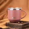 TYESO 304 Stainless Steel Thermos Cups with Handle and Clear Lid Coffee Mug Keeps Cold and Heat Portable Home Office Water Cups