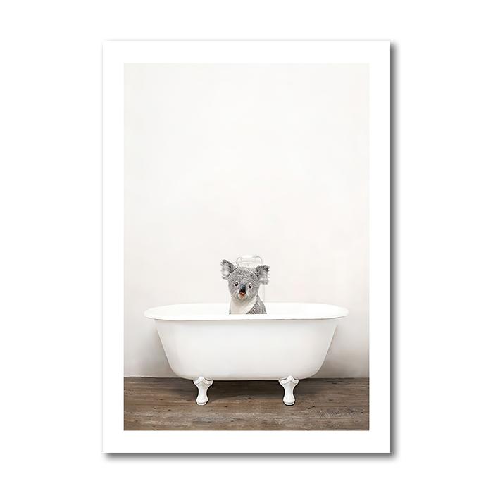 

Плакат для ванной с детскими животными, Жираф, Слон, Панда, холст, картина, детская настенная живопись, печать, изображение для детей, украшение для ванной комнаты 30x40cm No Frame