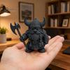 Statue de Guerrier Nain Modèle Viking Durable en une seule pièce, Figurine Barbare Imprimée en 3D, Casque Rustique Décoration d'Intérieur Cornu pour Bureau, Cadeau de Collection