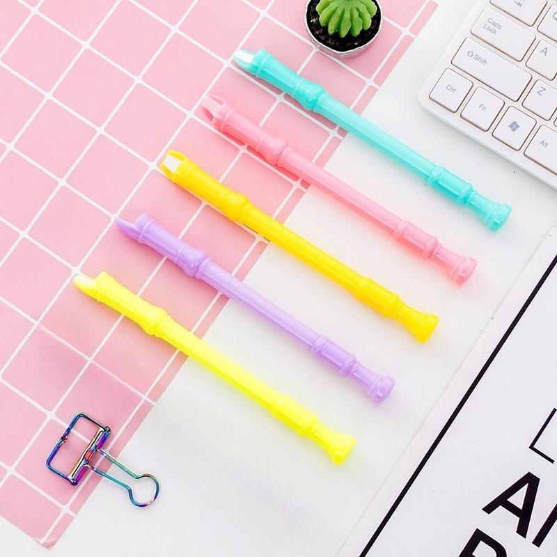 

5Pcs Creative Candy Colored Flute Neutral Pen Clarinet Shaped Can Play Neutral Pen New Student Prizes Writing Supplies Wholesale