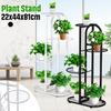 4-Tiers Iron Art Tree Design Plant Stand Holder Flower Pot Rack Garden Shelf Stand Outdoor Indoor Black White 22x44x81cm