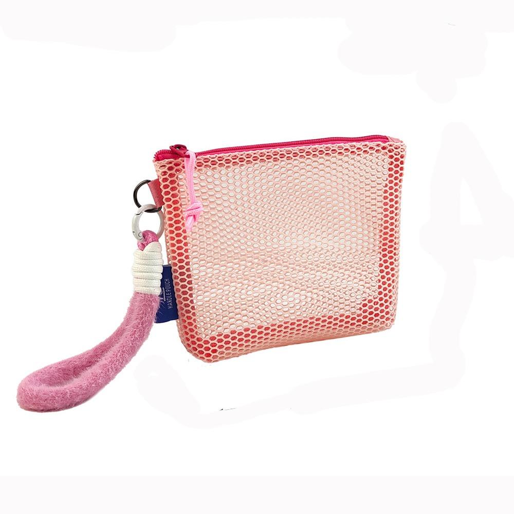 Portable Mesh Cosmetic Bag Candy Color Transparent Lipstick Key Storage Pouch Square Ultralight Zipper Coin Purse