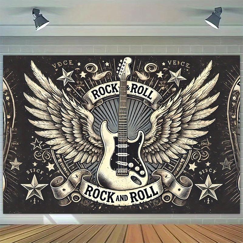 1 Piece of 8x6-foot Rock Guitar Wing Polyester Photography Background, Multi-purpose Decoration, Durable Polyester