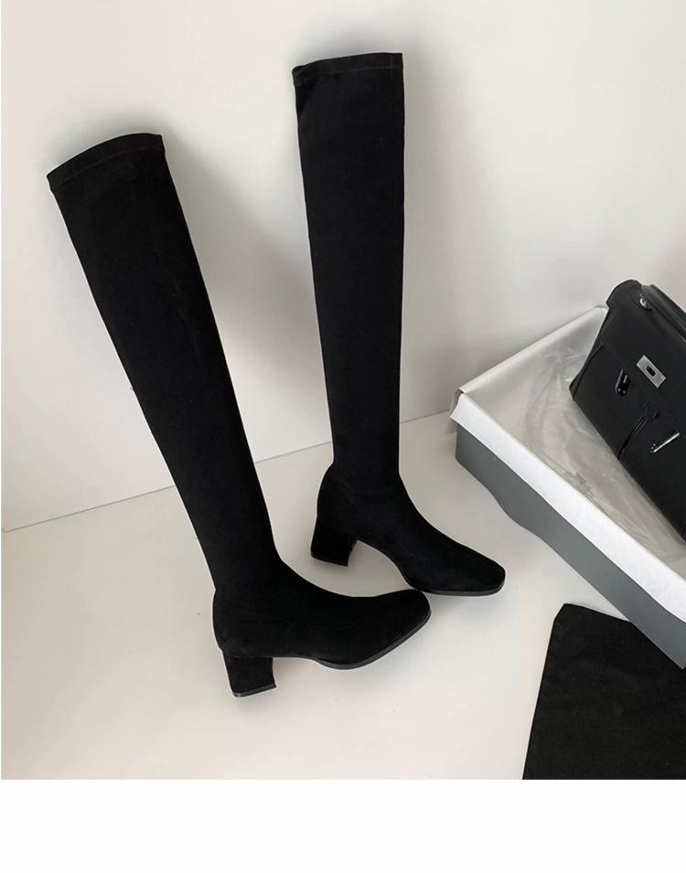 High Heel Overknee-Stiefel Wildleder Elastische Skinny Stiefel Hohe Stiefel Explosive Stiefel