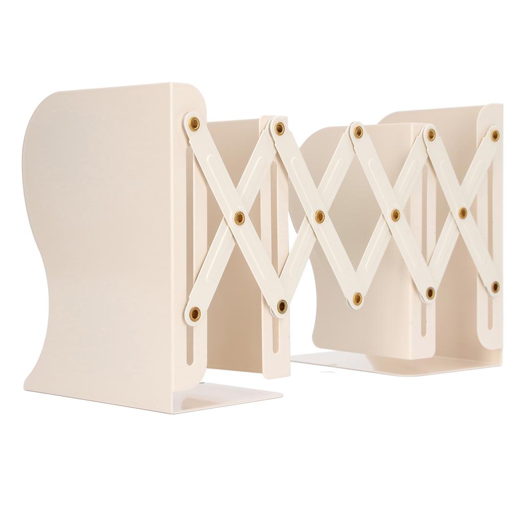 Metal Book Ends Orderly Storage Adjustment Metal Construction Simple Beige Retractable Bookend for H