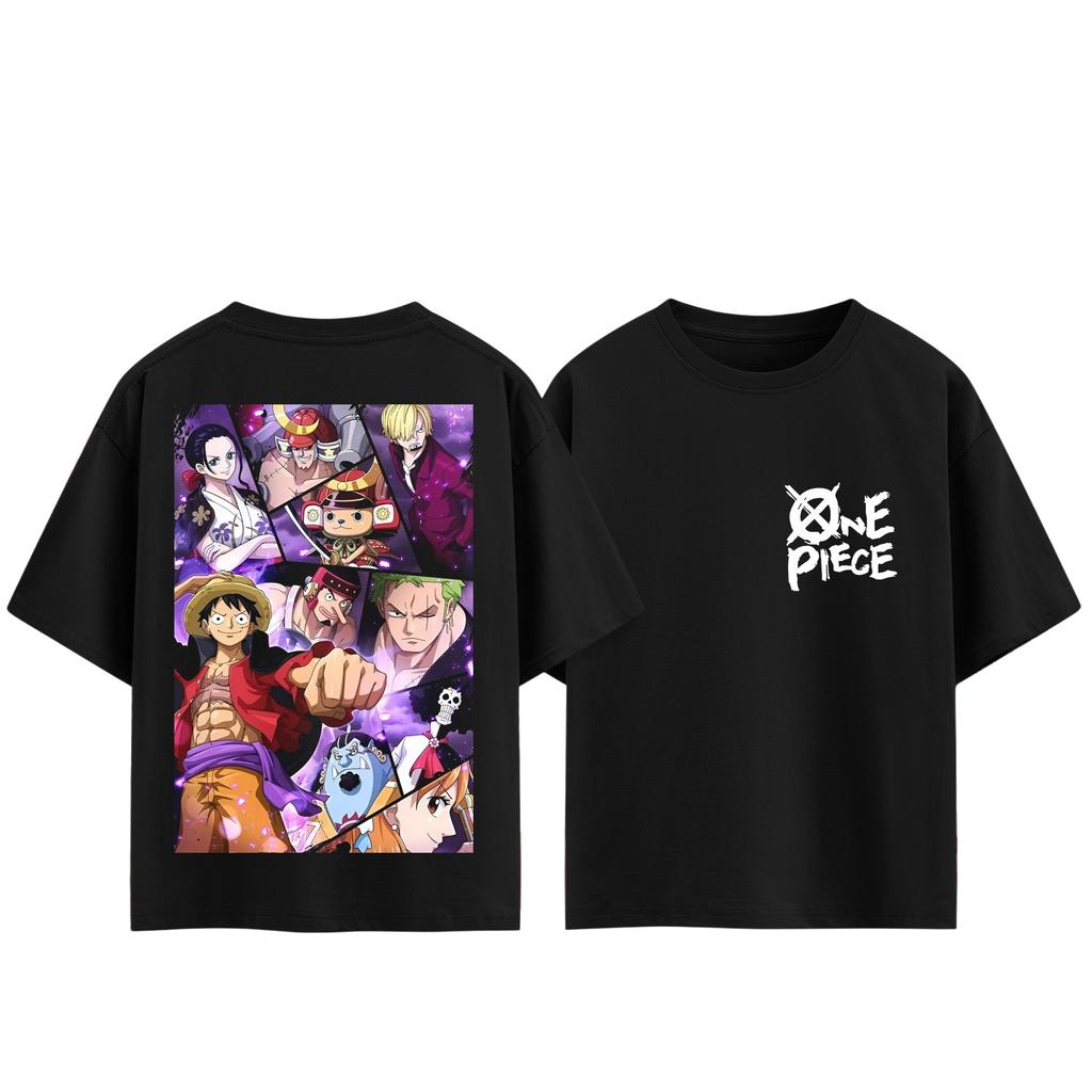 One Piece Straw Hat Gang T-shirt Men and Women Summer Cotton Y2K Clothing Fashion Anime Fans Short Sleeve Tops Streetwear