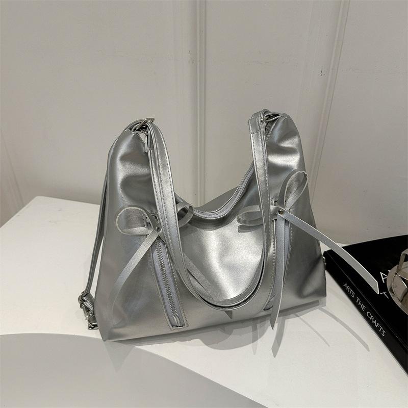 Korean Style Bowknot Faux Leather Tote Bag Versatile Women's Shoulder Handbag CLE
