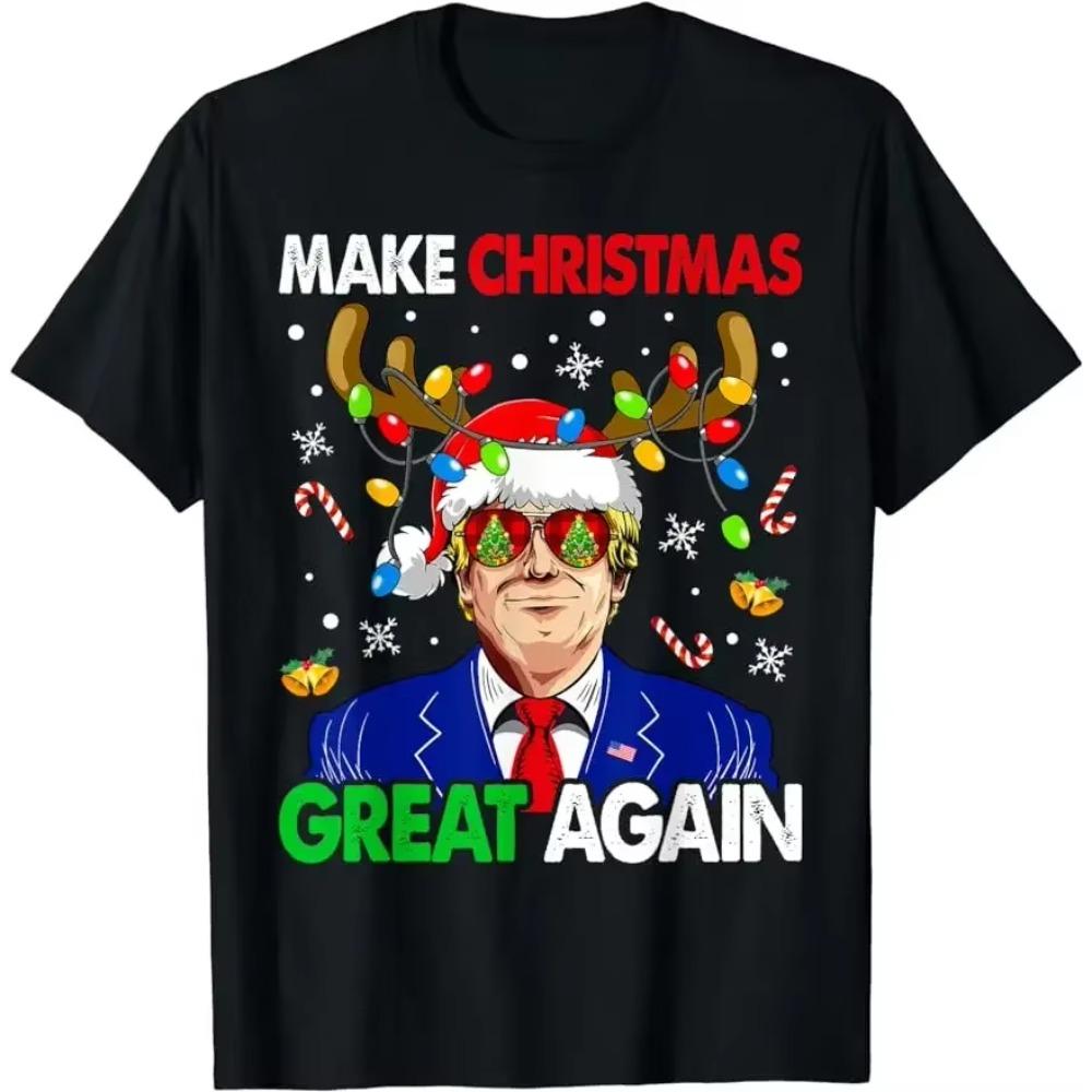 The best product for you Make Christmas Great Again Grappig Trump Lelijke Kerst Heren T-shirt Familie Vakantie Cadeau T-shirts Vrouwen Mannen Kleding Tee Tops XXXXXL zwart