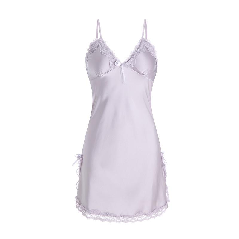 Women’s Sexy Lace Nightdress Cami Nightgown Simple Backless Sleep Dress