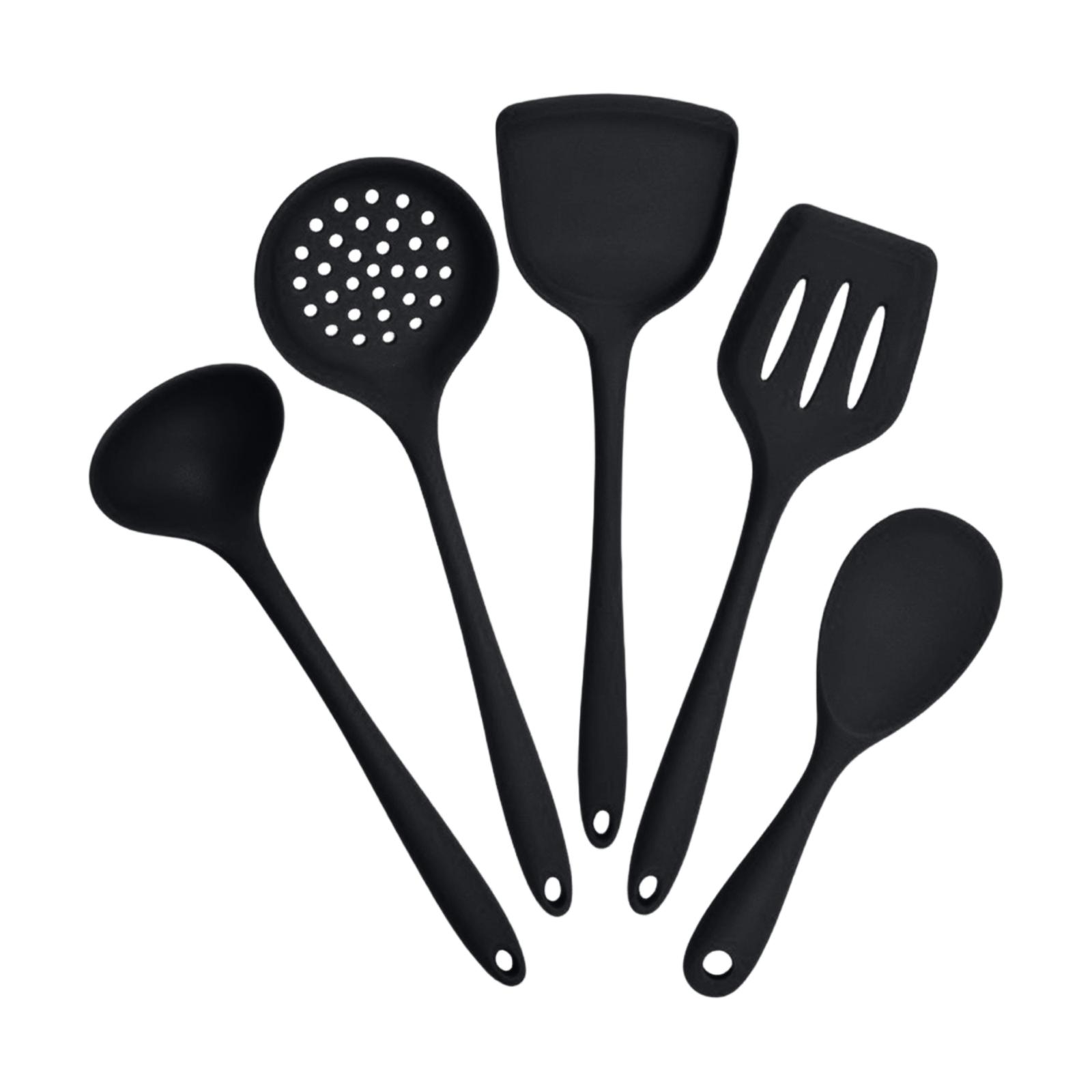 High Heat Silicone Kitchen Utensils Set with Spatula, Slotted & One Size