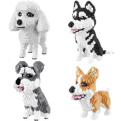 Idea Pets Animal Nanobrick Siberian Husky Corgi Poodle Schnauzer Dog Micro Diamond Block Puppy Doge Shiba Inu Toy Sets For Gifts