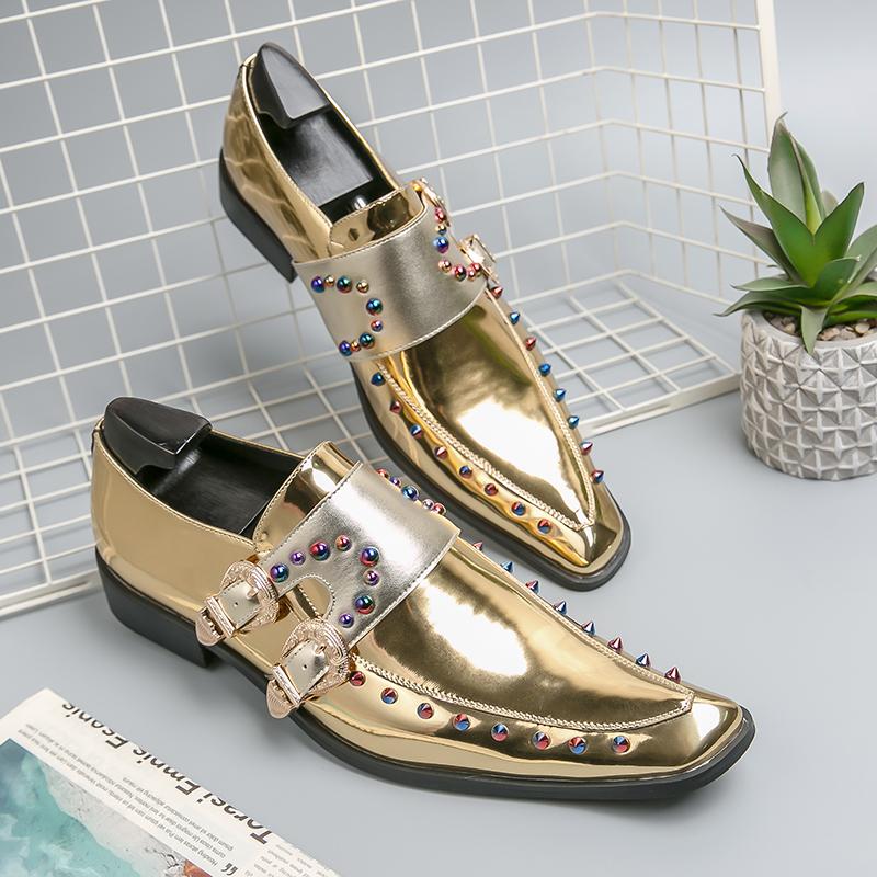New Fashionable Men Chelsea Shoes Men One-legged Business Office Fashion Pointed-toe Buckle Leather Shoes for Hosting Size 38-46