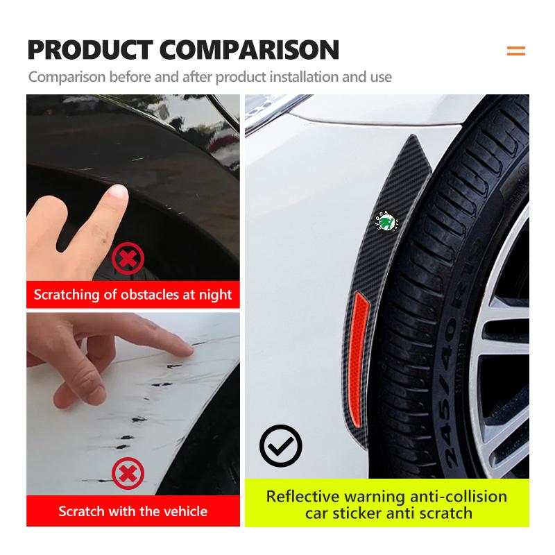 cycr3 For Skoda Carbon Fiber Car Wheel Eyebrow Fender Sticker Reflective Strips Warning Protector Strip Octavia Superb RAPID FABIA