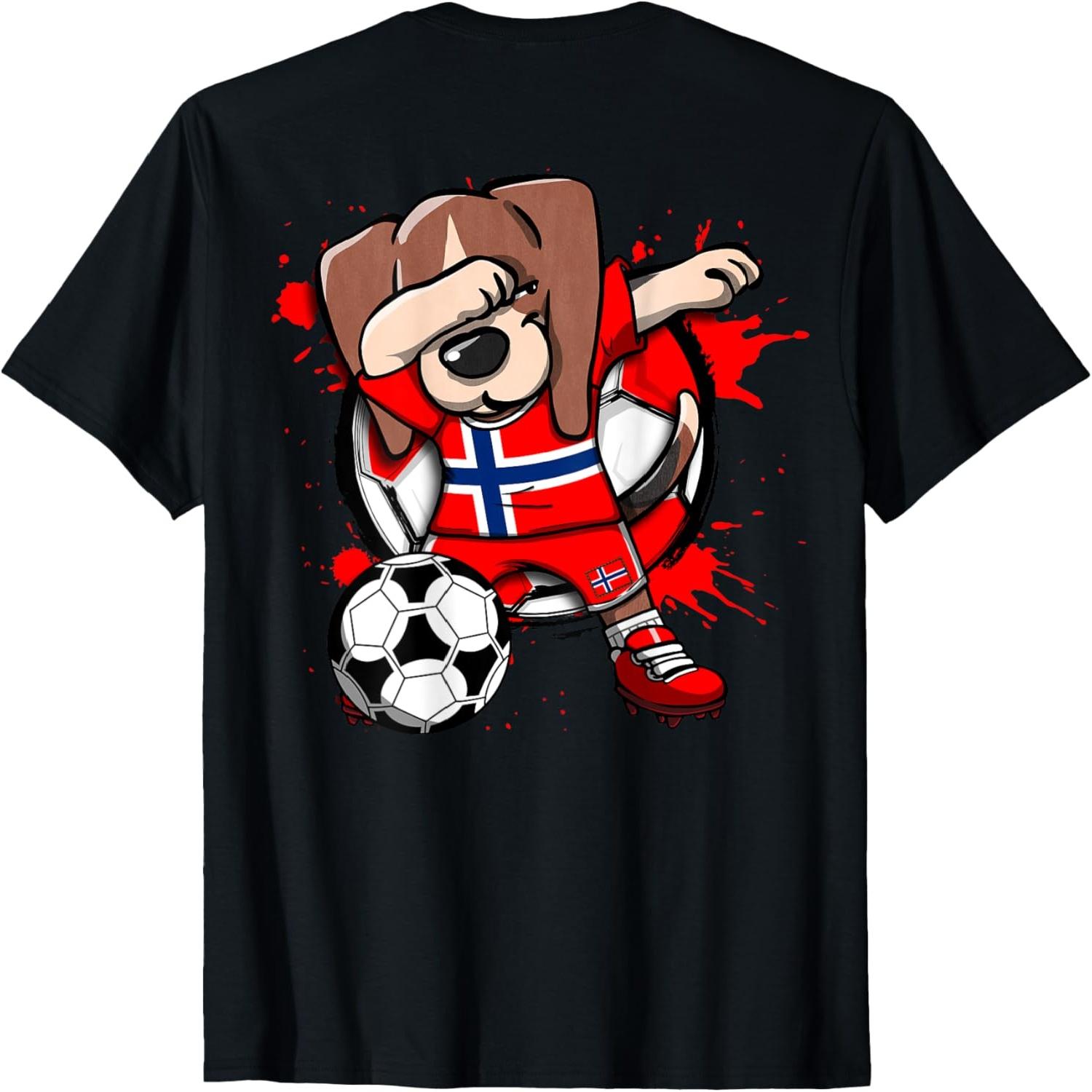 Dabbing Beagle Dog Norway Soccer Fans Jersey Football Lovers T-Shirt for Men Women Kids S