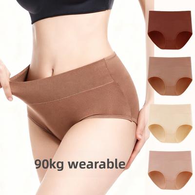 Female Spring and Autumn Cotton Abdominal Close Skin Breathable No Trace Middle Waist Triangle Briefs