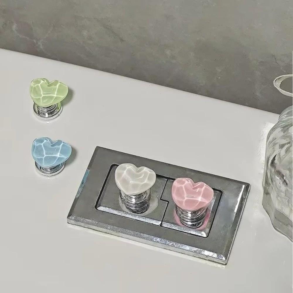 2pcs Heart Shaped Bathroom Water Tank Buttons Nail Protector Toilet Pusher Water Tank