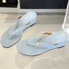 Fashion Round Toe Faux Suede Flip-flops Summer Fashion Wedges Open Toe Slide women Sandals Outside Comfortable Simple Heels for Ladies