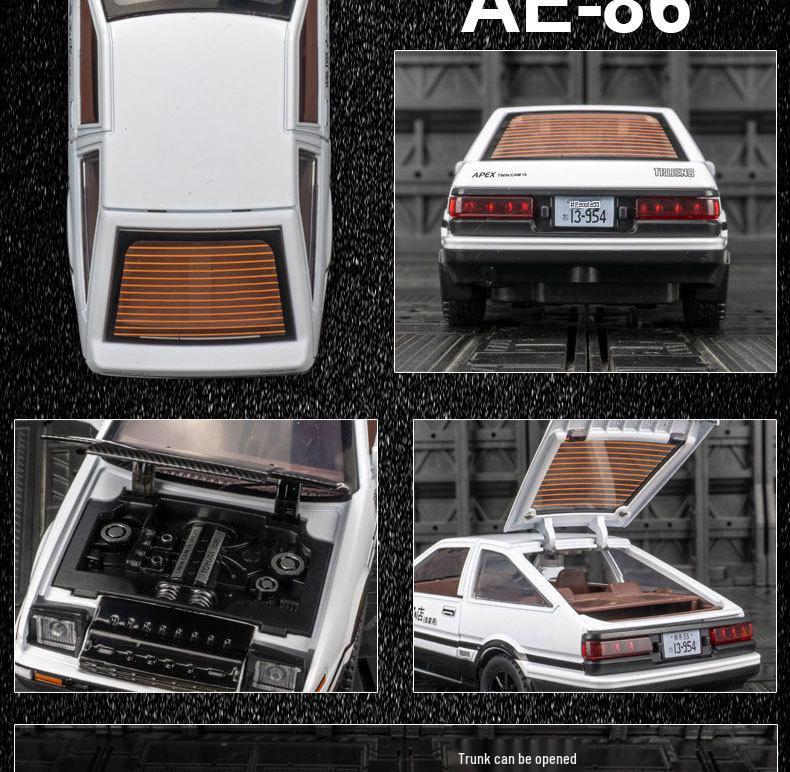 Jianyuan DC32511 AE86 Alloy Toy Car with Sound, Light, and Shock Absorption Features - Pull-Back Model for Kids