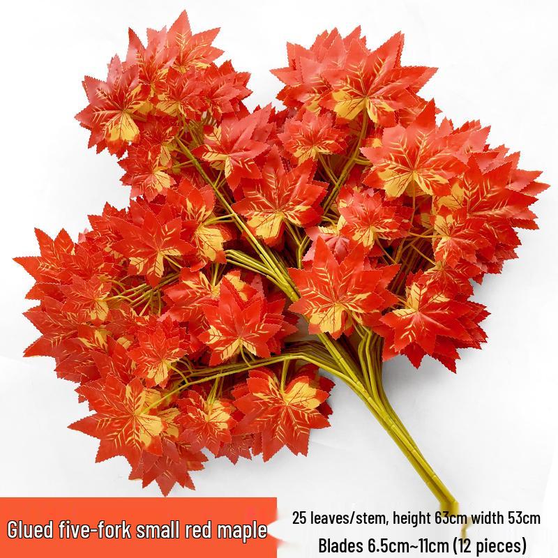 Artificial Red Maple Leaves for Indoor/Outdoor Decor and Landscaping