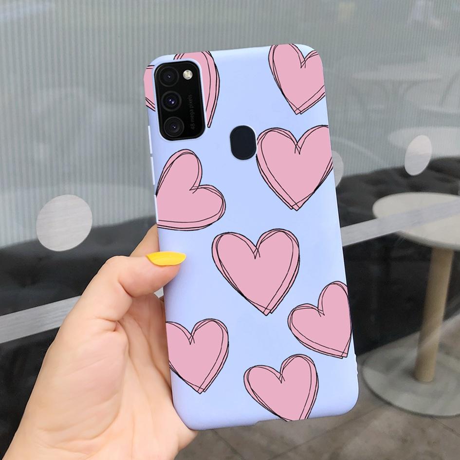 Pro Samsung M21 Pouzdro 6,4 palce Měkký Silikonový Kryt s Srdcem TPU Pro Samsung Galaxy M21 M 21 SM-M215F M215 Zadní Kryt Telefonu Funda