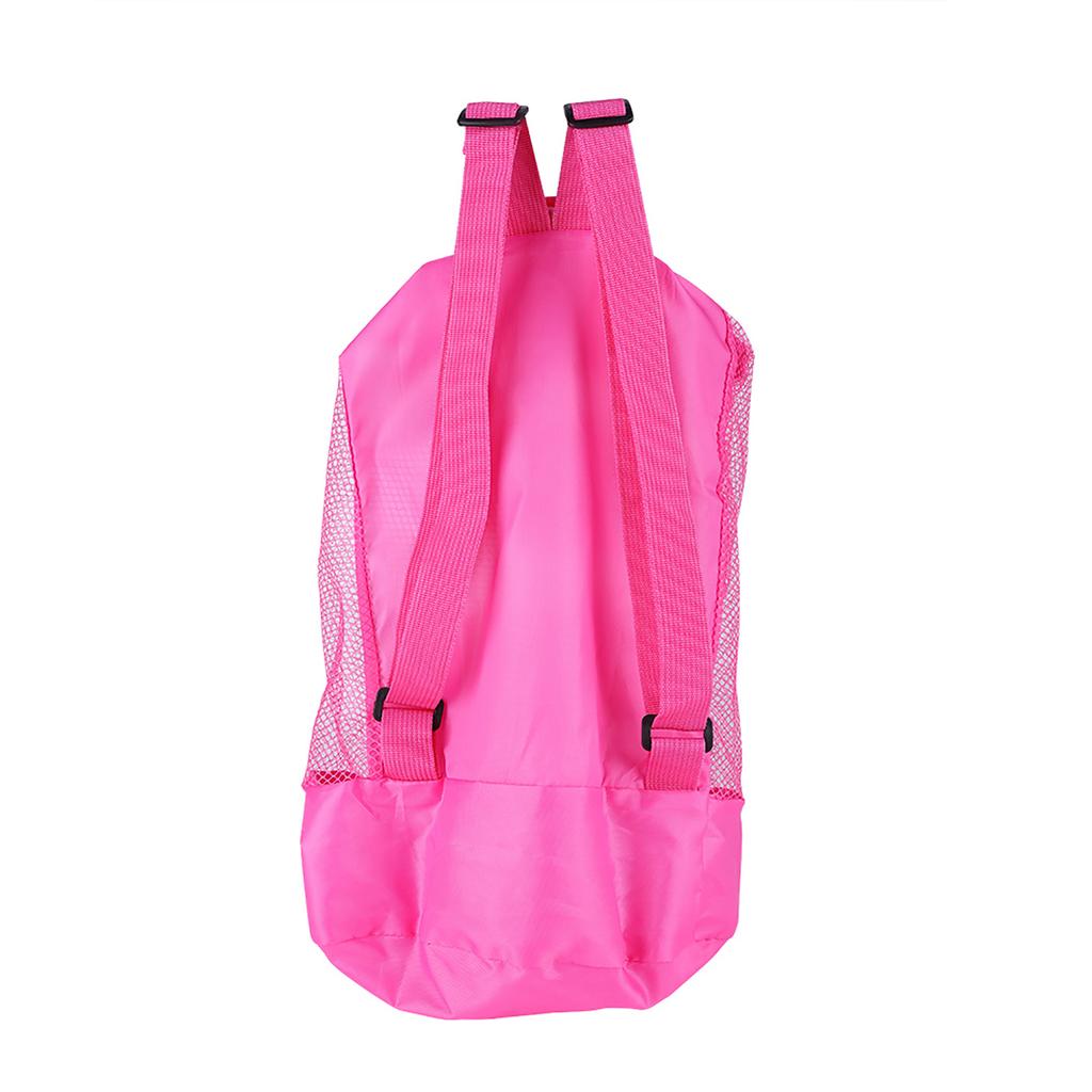 Portable Children Kids Mesh Drawstring Backpack Outdoor Beach Shell Toy Storage Bag (Pink)