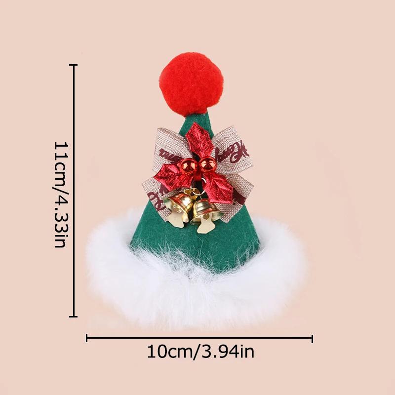 Pet Mini Plush Christmas Hat Cute Felt Ball Bowknot Bell Santa Hat Cats Dogs Xmas New Year Party Caps Pet Navidad Costume Decor