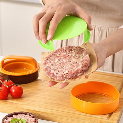Round Burger Press Patty Maker with Non-Stick Plunger Reusable Even Thickness Burger Shaping Press for Beef Chicken Veggie Patties Essential BBQ Meal
