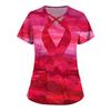 Women's Fashion  V-Neck Short Sleeve Overalls Double Layer Pocket Printed Tops  Apparel